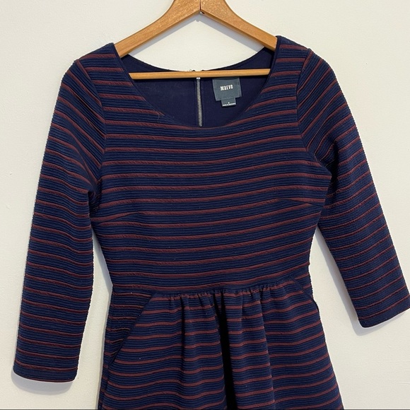 Anthropologie Maeve Brenna Stripe Fit and Flare Dress Womens Size 2 - Picture 3 of 10